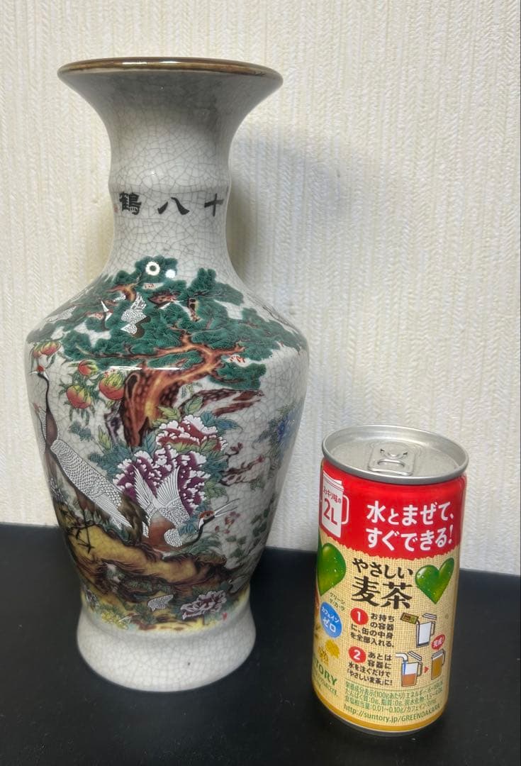 十八鶴花瓶　旧家蔵出し、骨董品、在銘、縁起物、風水、古美術、掘り出し物、セール