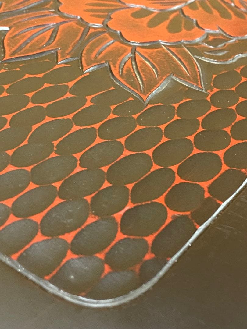 文机　鎌倉彫　花柄　折りたたみ　レトロモダン　昭和レトロ　花台　写経台　伝統工芸