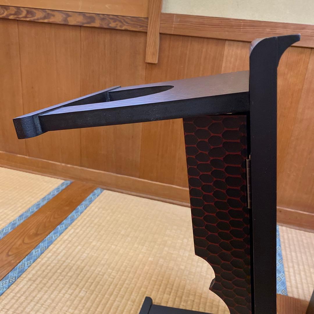 文机　鎌倉彫　花柄　折りたたみ　レトロモダン　昭和レトロ　花台　写経台　伝統工芸