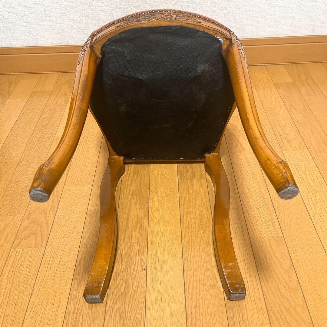 アンティーク調 猫脚チェア ロココ調 彫刻 鋲 椅子 ダイニングチェア