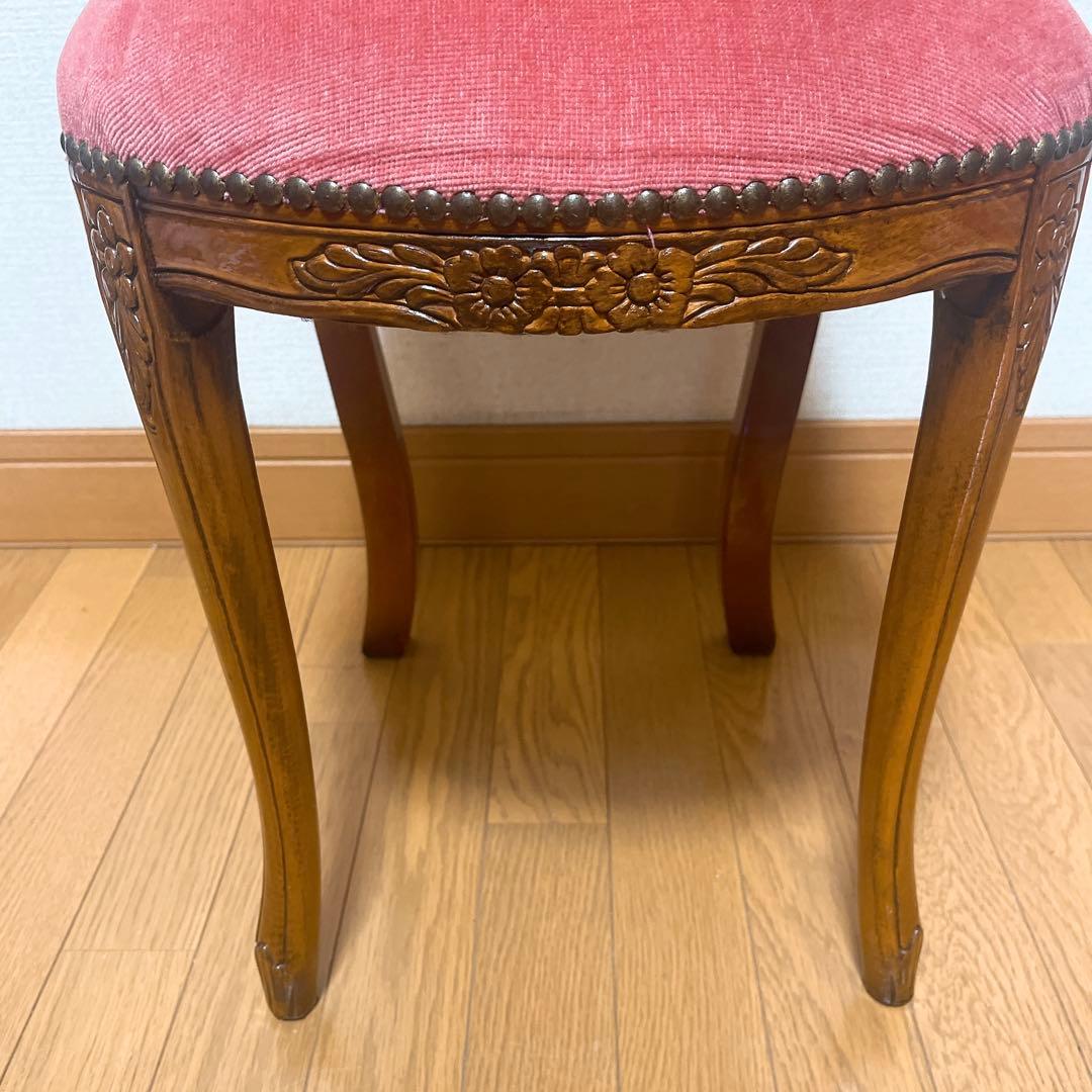 アンティーク調 猫脚チェア ロココ調 彫刻 鋲 椅子 ダイニングチェア