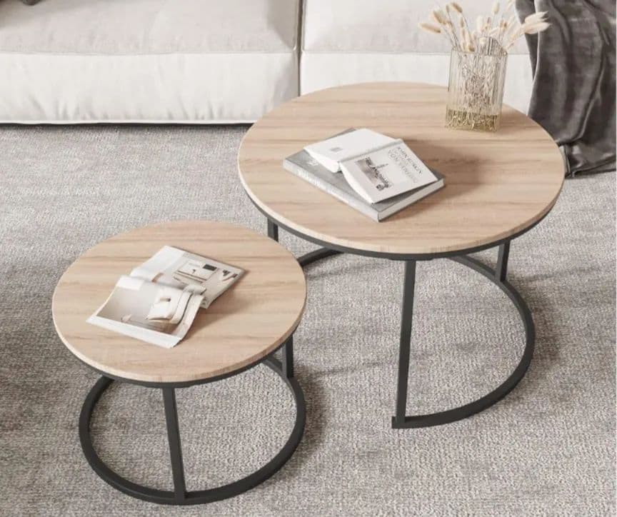 FOUBAM ラウンドコーヒーテーブル　2個セット