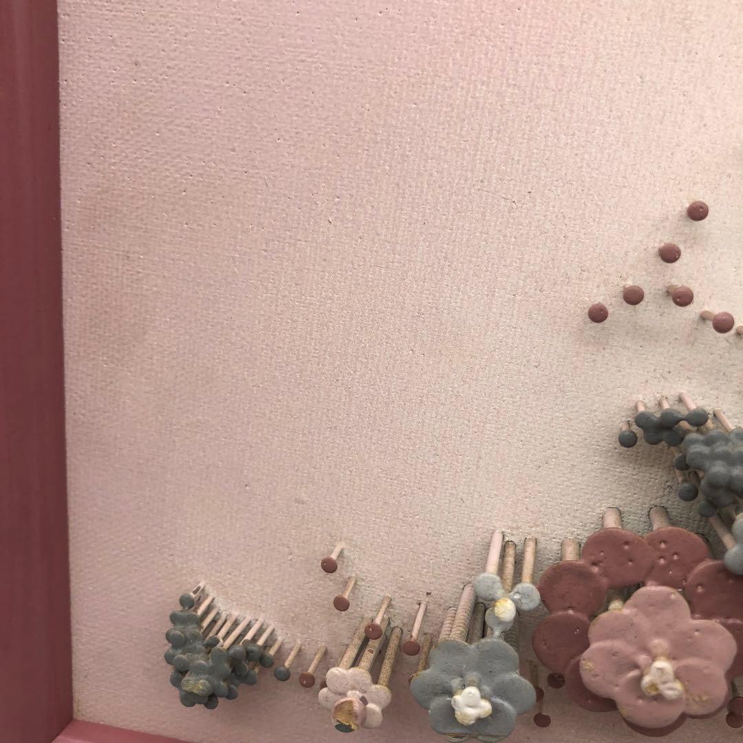 ヨーロッパアンティークお花フラワー釘アートフレーム額縁ビンテージ飾り絵画