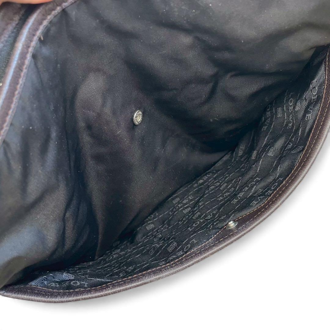 美品　ロエベ　ショルダーバッグ アナグラム　レザー×ナイロン　サコッシュ