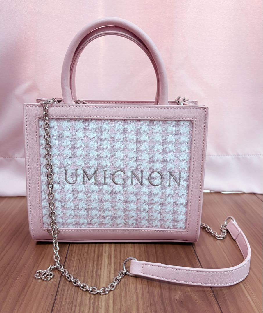 Lumignon houndstooth 2way bag ピンク