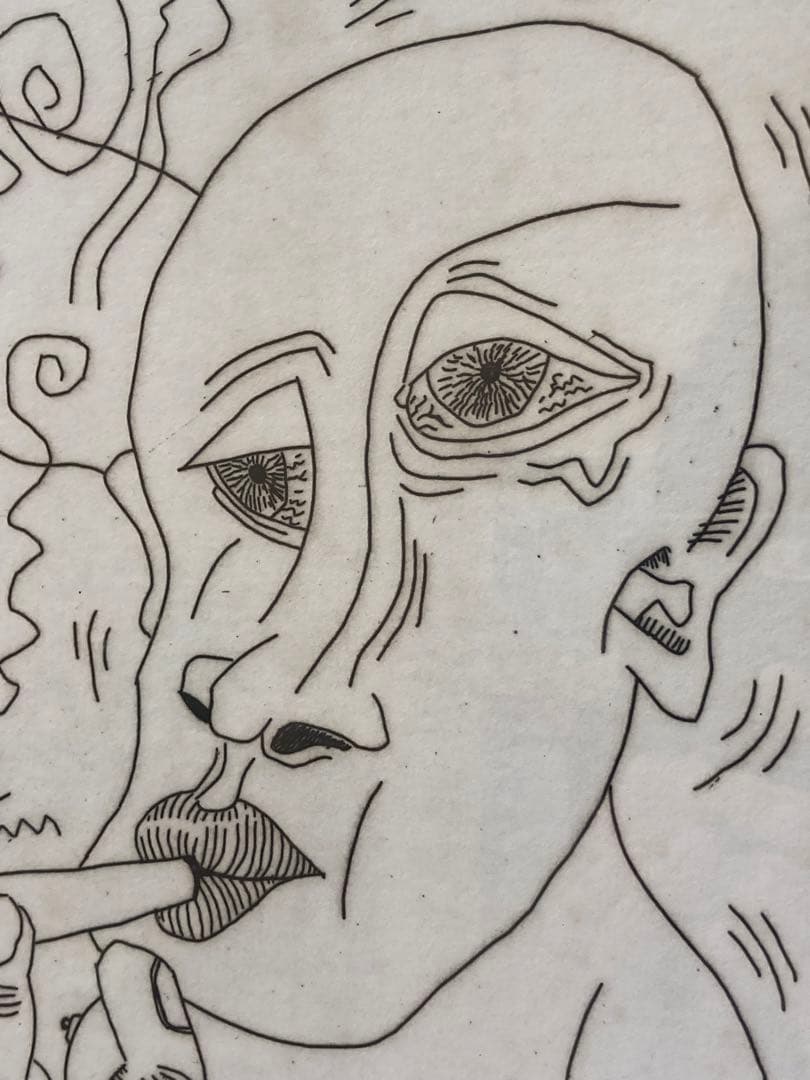 【超希少品】 キースヘリング アート 絵 絵画 レア 1点物 現状品 額縁付き