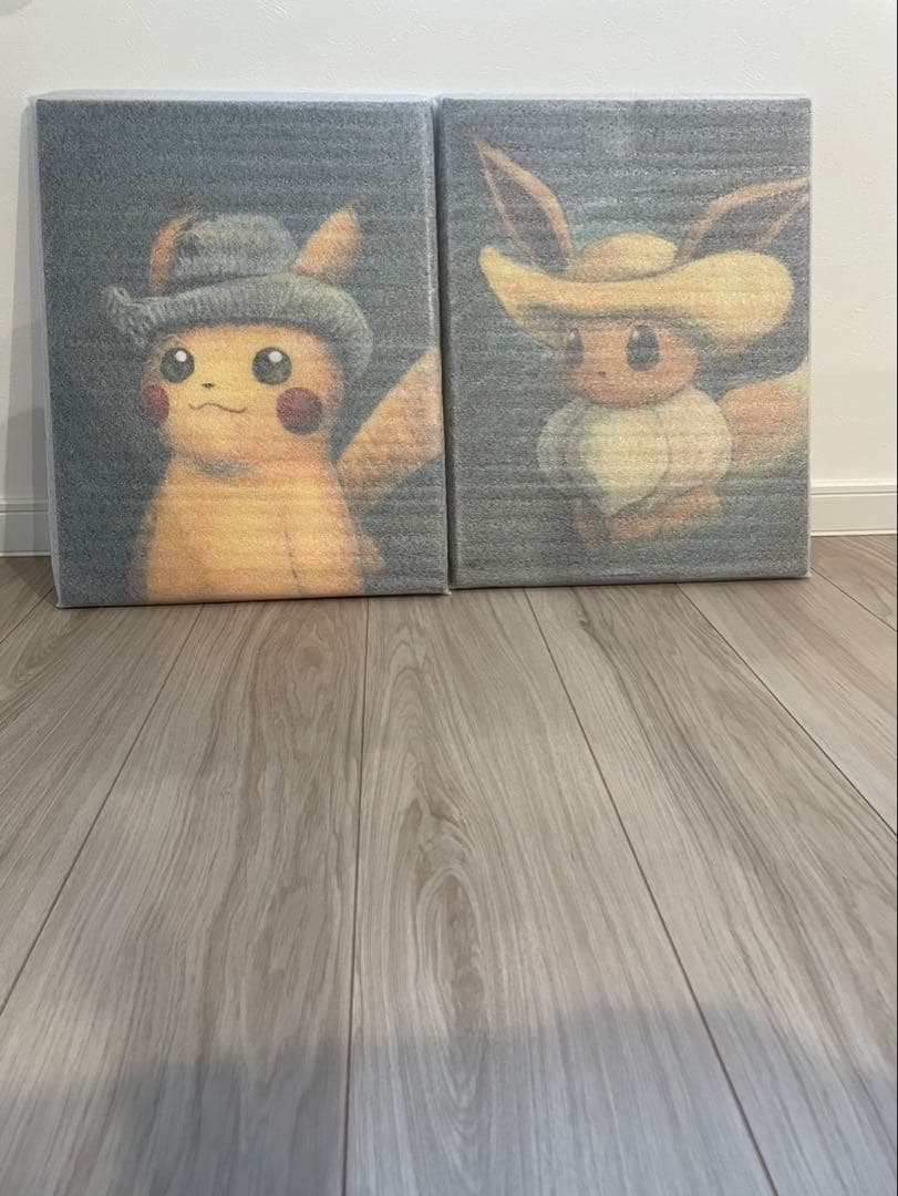 Pokemon ポケモン保証書有ゴッホピカチュウ イーブイキャンバスアート