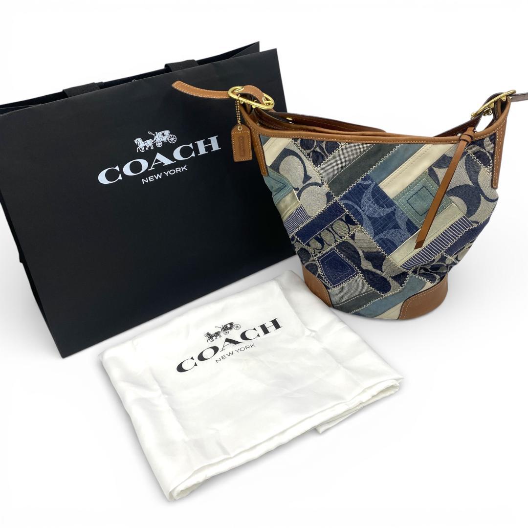 【COACH】デニム×パッチワーク バケツ型ショルダーバッグ