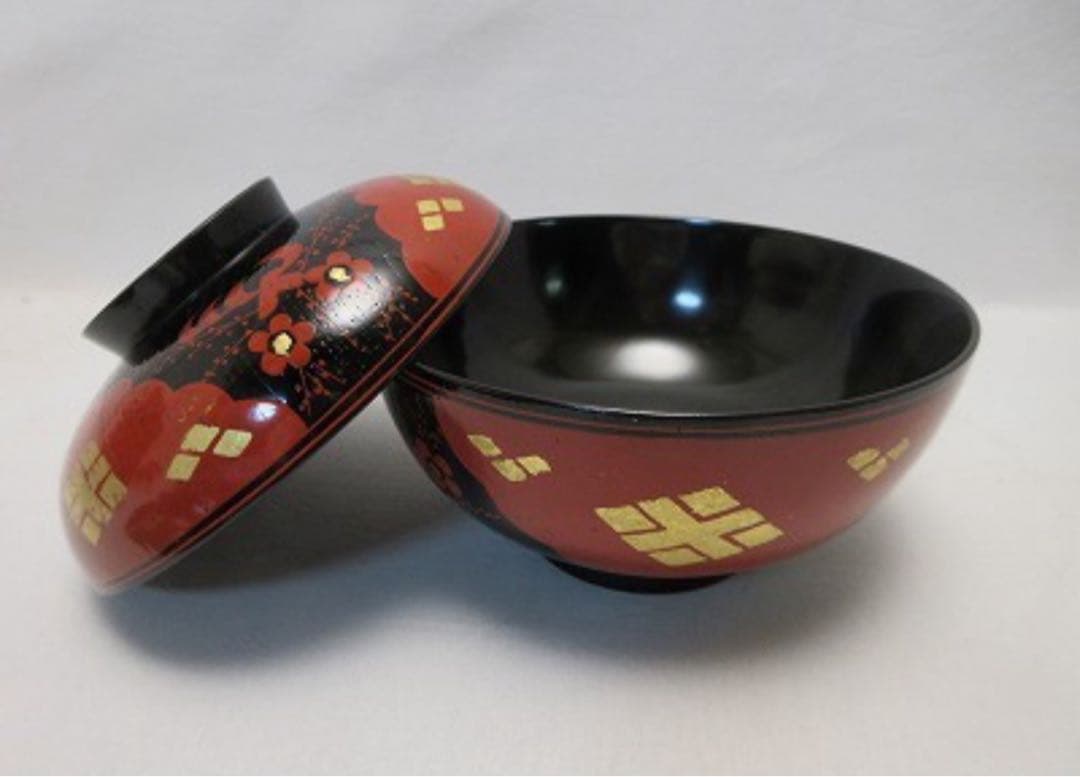 美品 懐石道具 木製 正法寺蒔絵 煮物椀 5客揃 内黒 おしゃれ 和食器