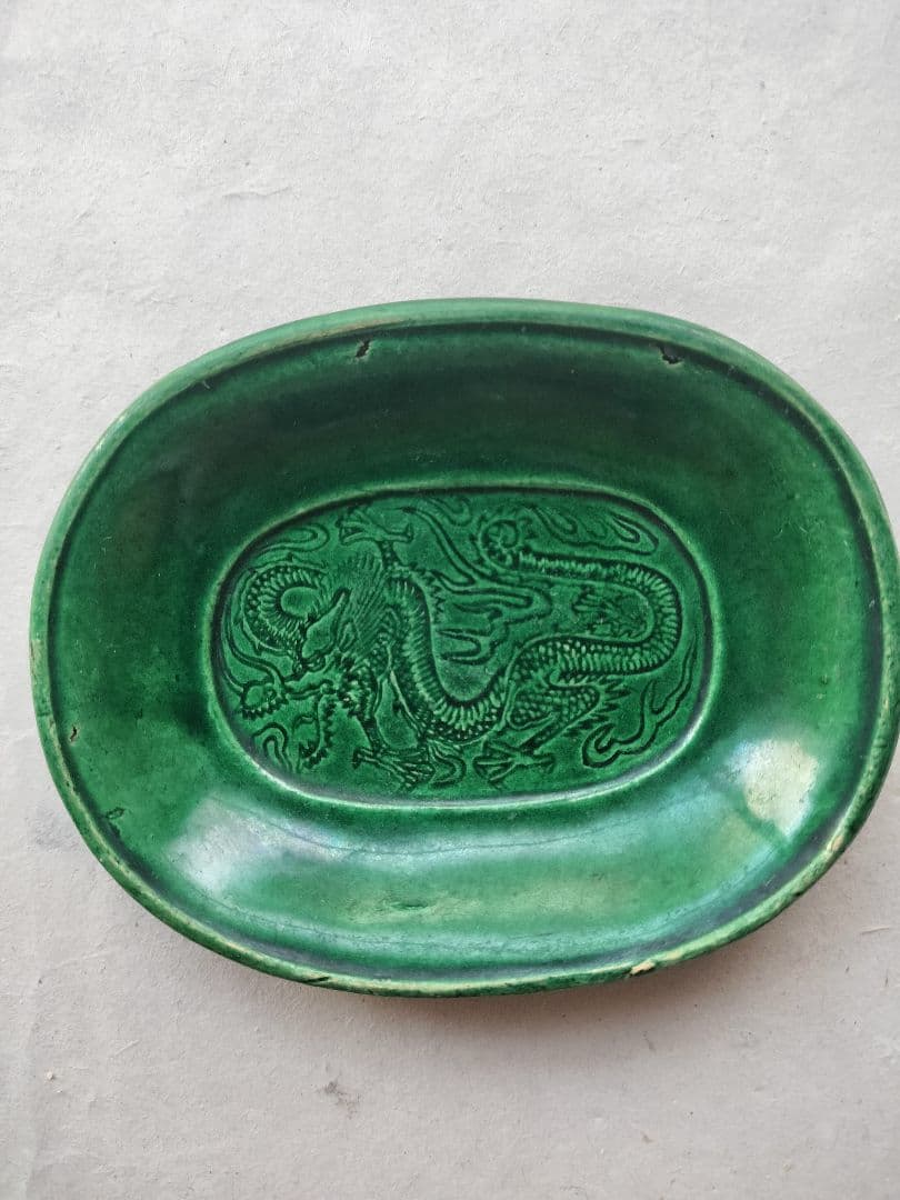 珉平焼｜５枚セット 龍文 小判型 小皿 オーバル 淡路