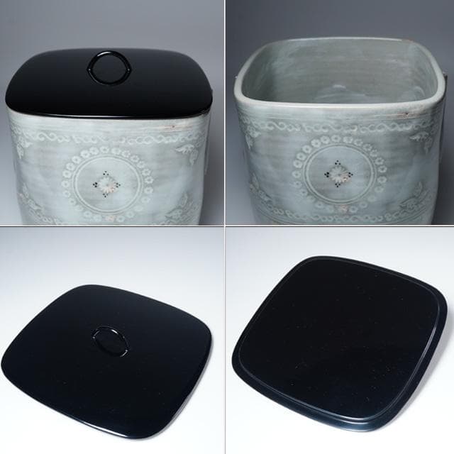 宮川香雲　狂言袴水指　共箱　茶道具　竜谷窯　京焼