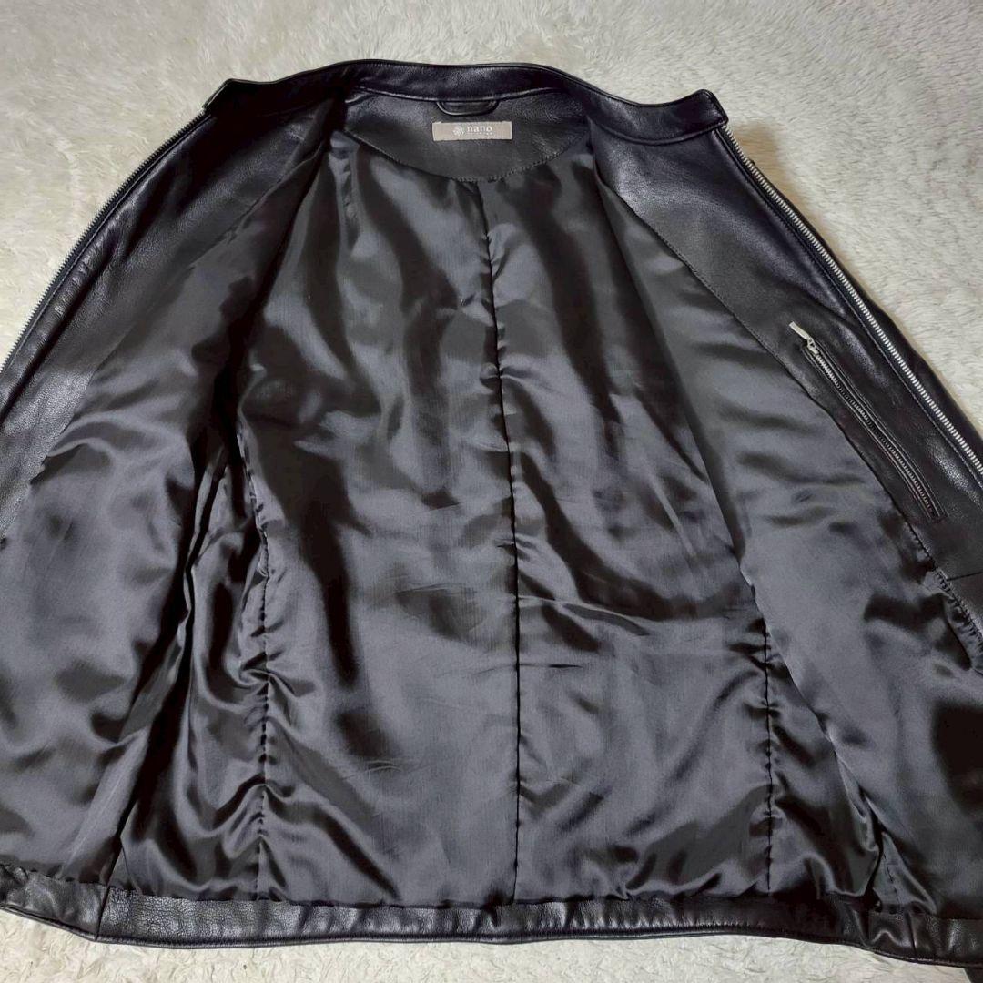 美品✨　ナノユニバース シングルライダース ラムレザージャケット XL 黒 羊革