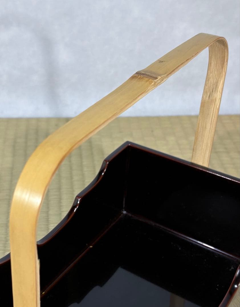 山中塗　塗師 二代 助田宗明造　竹手付 煙草盆　美品　共箱　茶道具　送料込