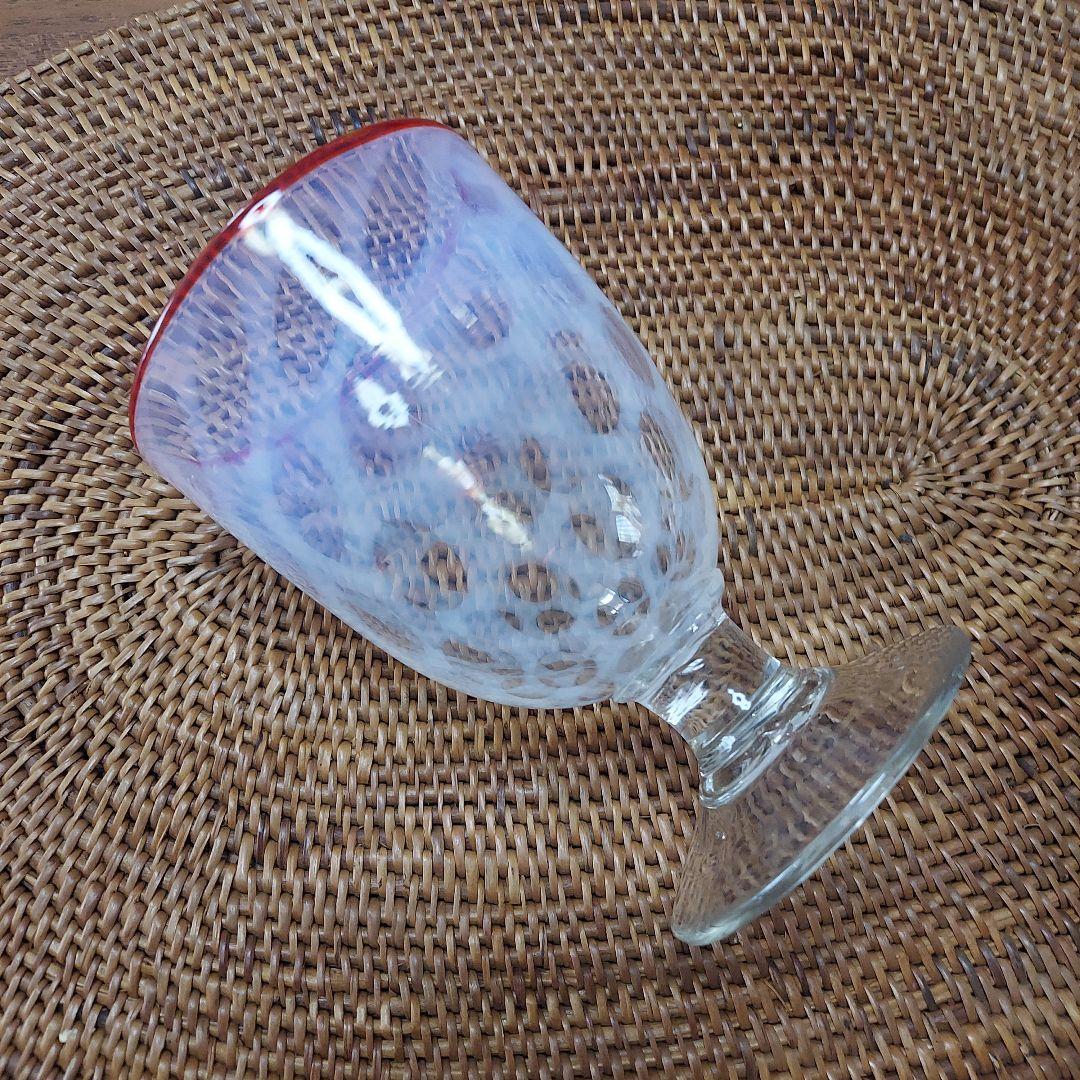 和ガラス　なつめ型水玉紋様　氷コップ