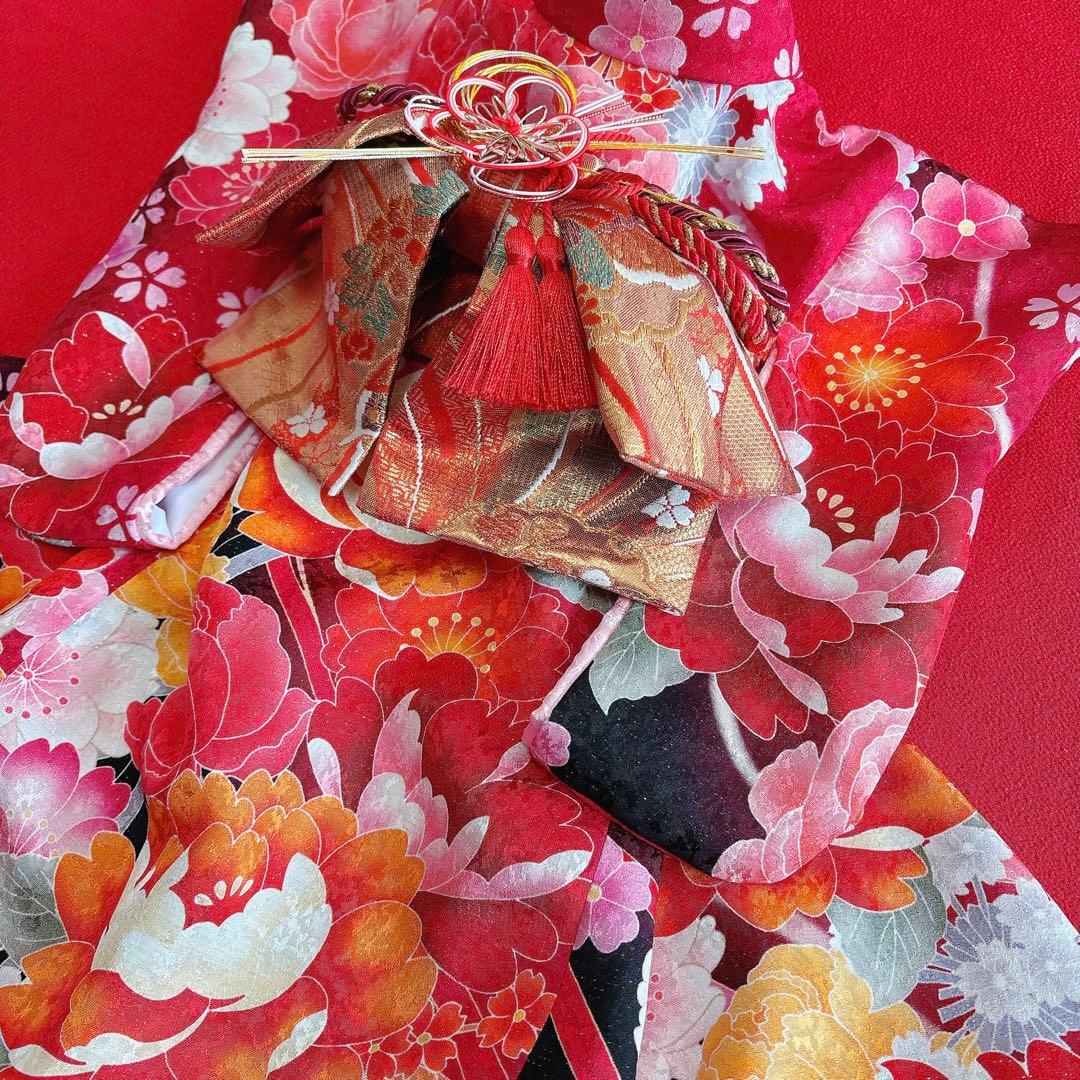 即納✨犬の着物 犬用大振袖 S 大振袖 犬服 赤系 お引き摺り