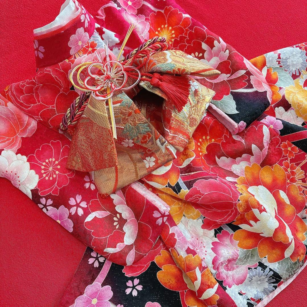 即納✨犬の着物 犬用大振袖 S 大振袖 犬服 赤系 お引き摺り