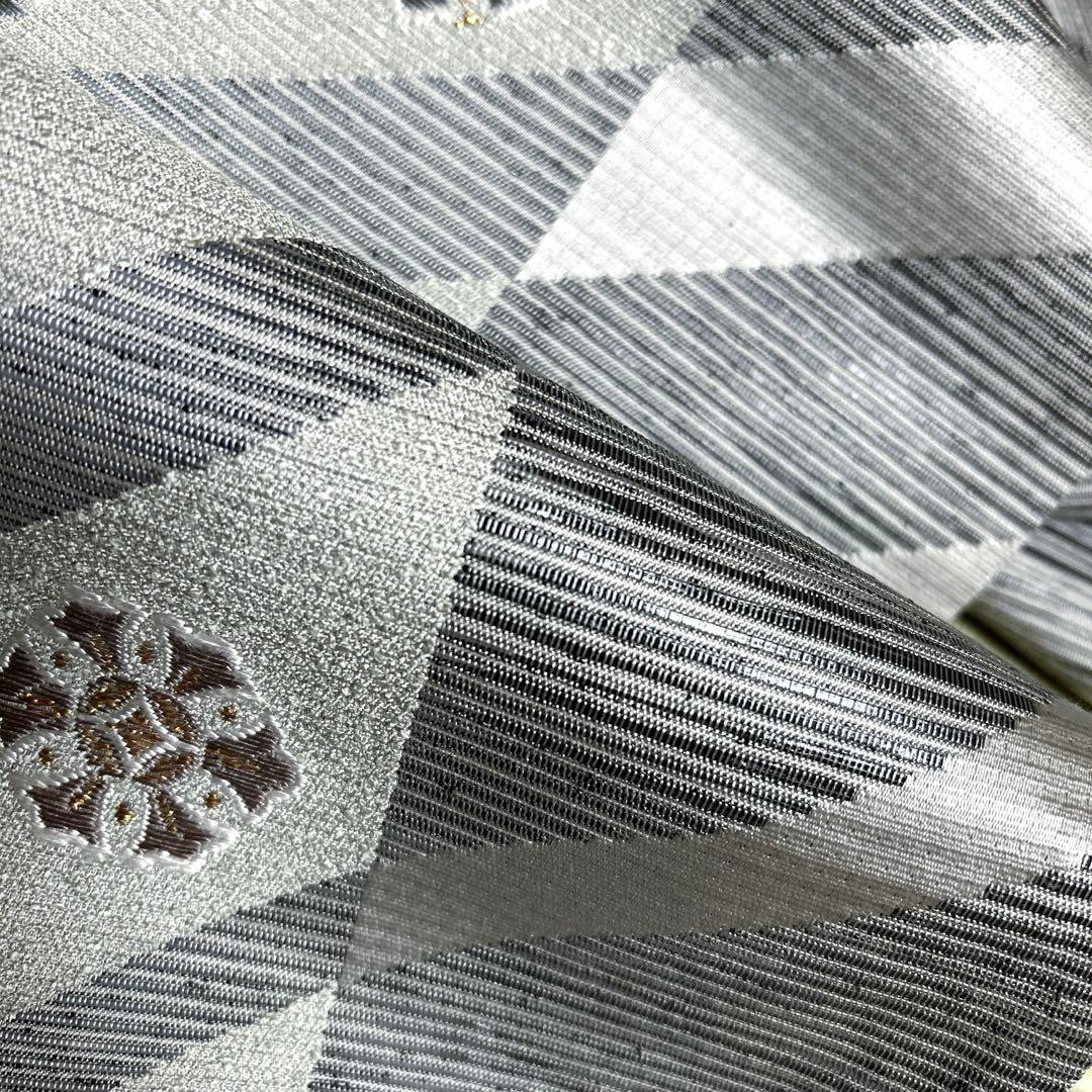 正絹　袋帯《幾何学　花紋様》