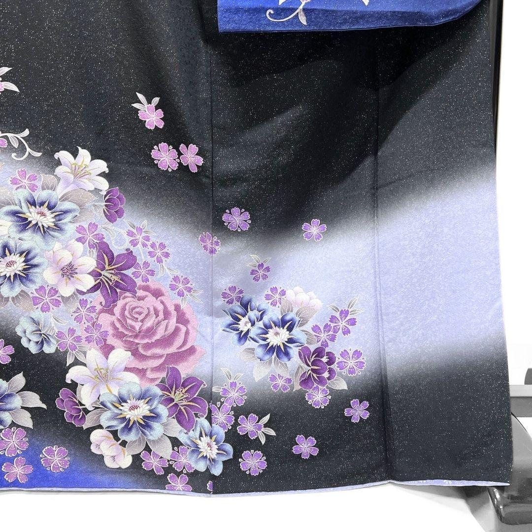 銀通し　刺繍　百合　薔薇模様　振袖　晴れの日　成人式　卒業式　着物　115p