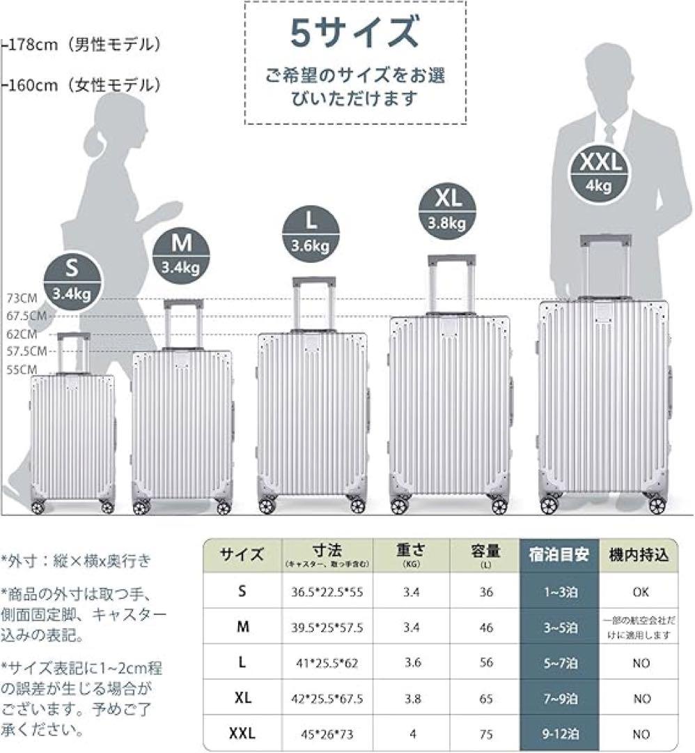 【新品未使用】スーツケース アルミ　機内　キャリーケース シルバー　36L