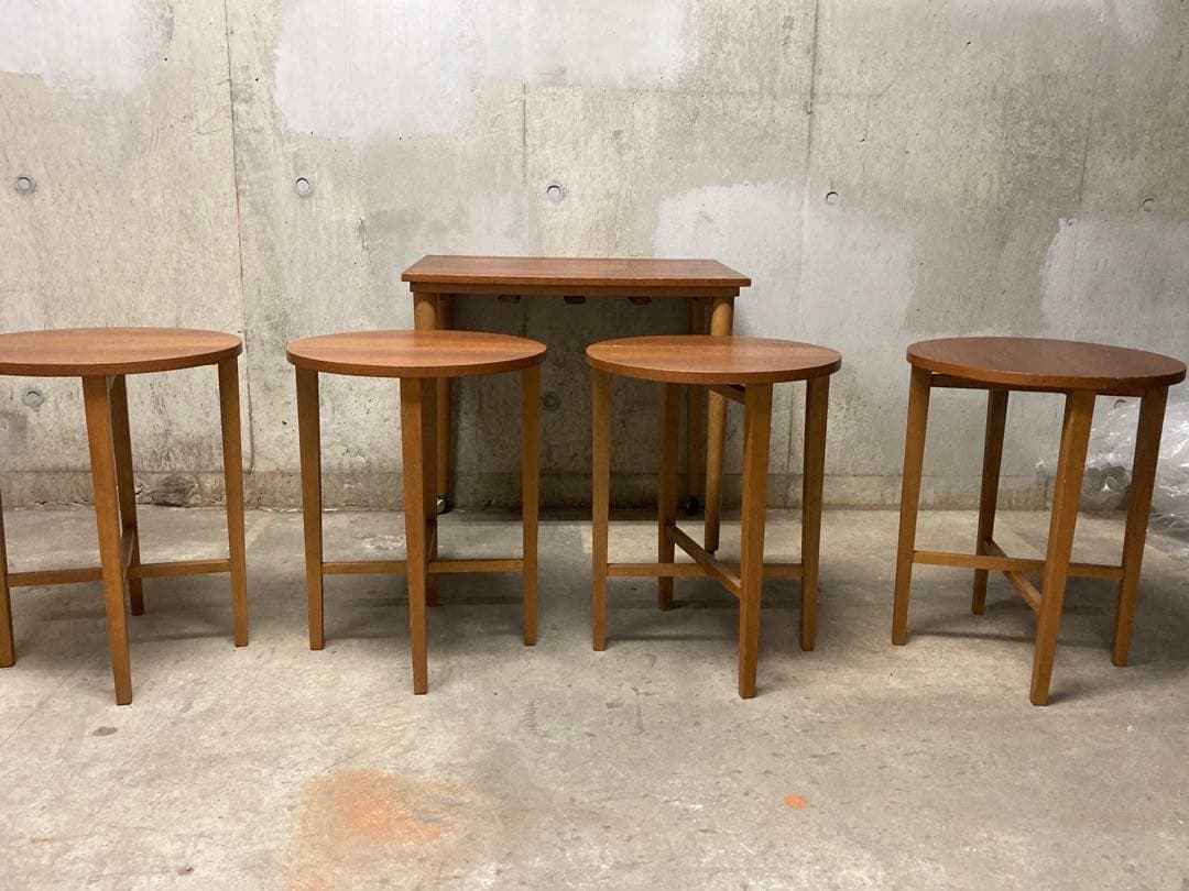 名作! デンマーク60s ネスト テーブル 折りたたみ ヴィンテージ 木製