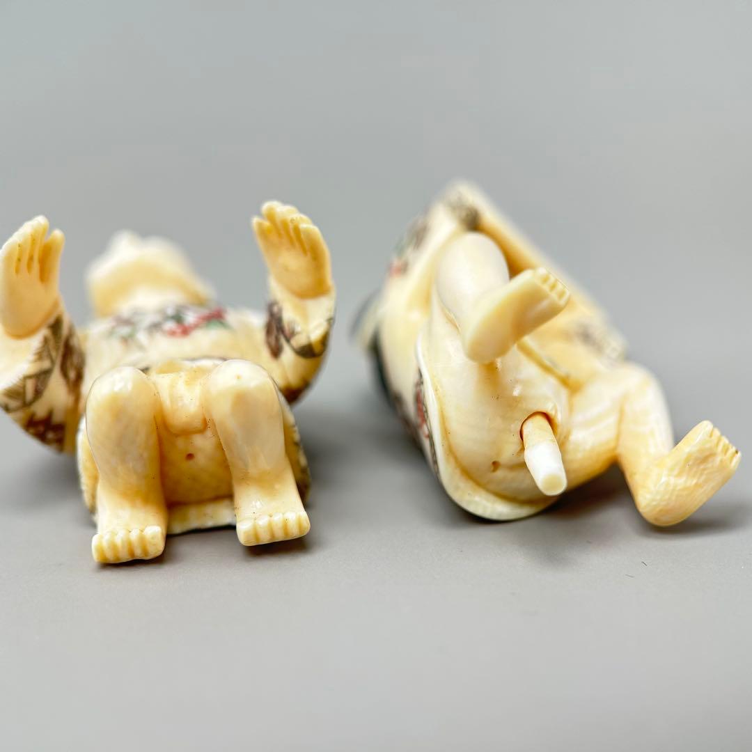 極上浮世絵根付　天然素材アンティーク骨董　飾り物古美術置物細密細工