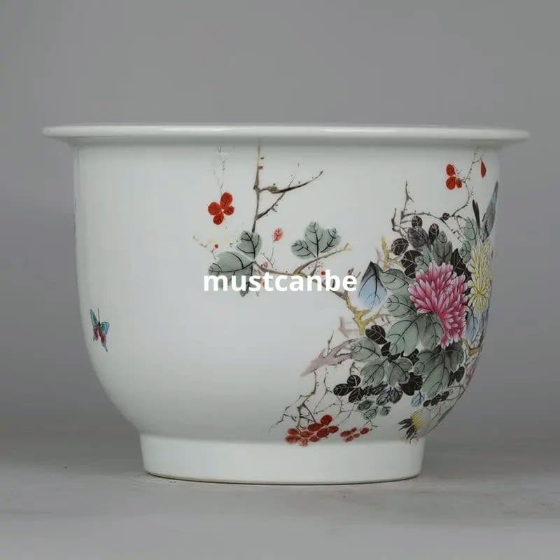 景徳鎮 花鳥紋蘭盆 盆栽鉢 中国鉢 植木鉢 多肉植物鉢 小品盆栽鉢 山野草鉢