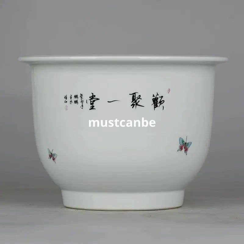 景徳鎮 花鳥紋蘭盆 盆栽鉢 中国鉢 植木鉢 多肉植物鉢 小品盆栽鉢 山野草鉢