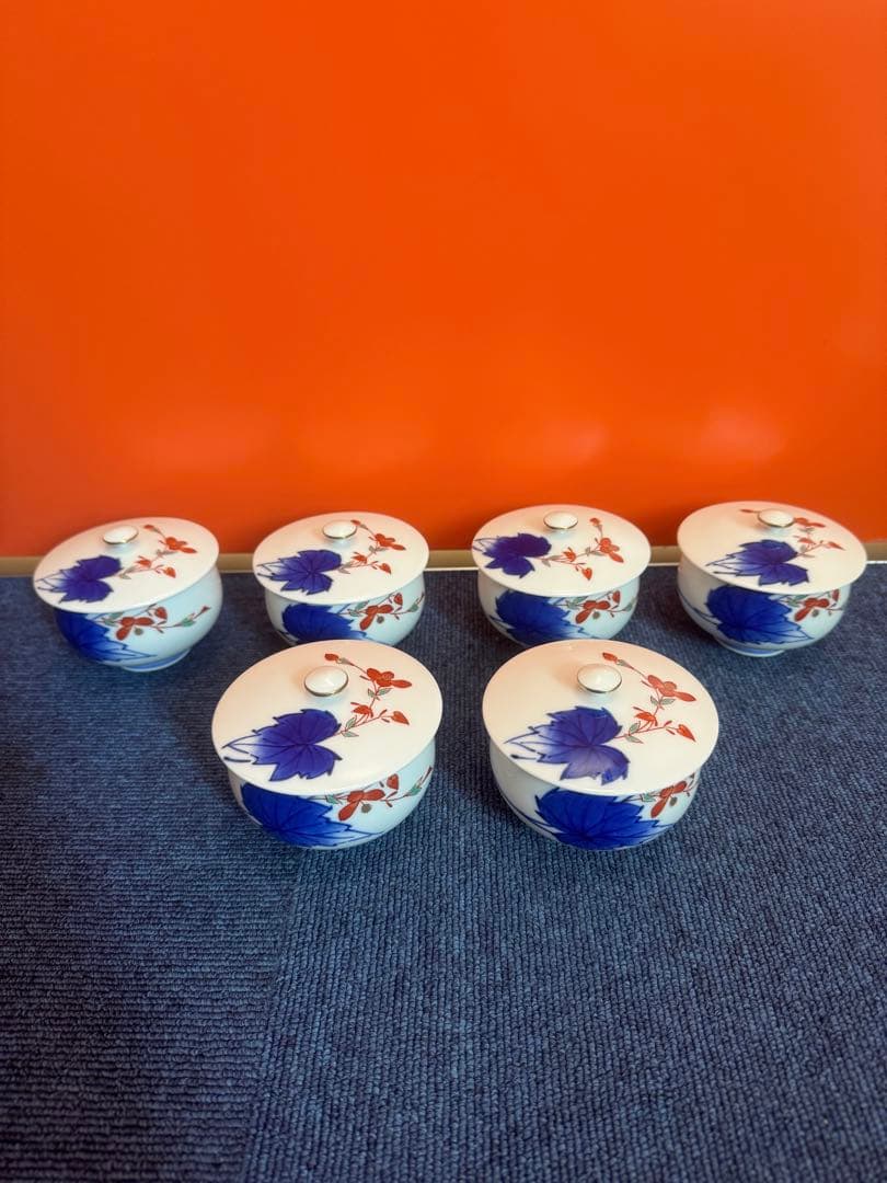 2030 香藺社　相思花　湯呑蓋付　6客　未使用