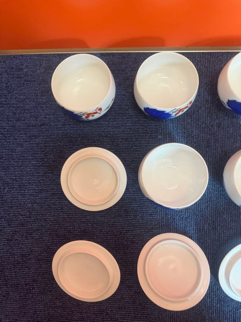 2030 香藺社　相思花　湯呑蓋付　6客　未使用