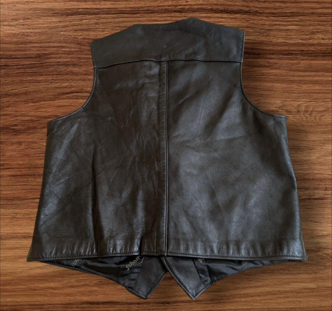 6*6様 Schott ショット vintage 黒 ブラック　レザーベスト L
