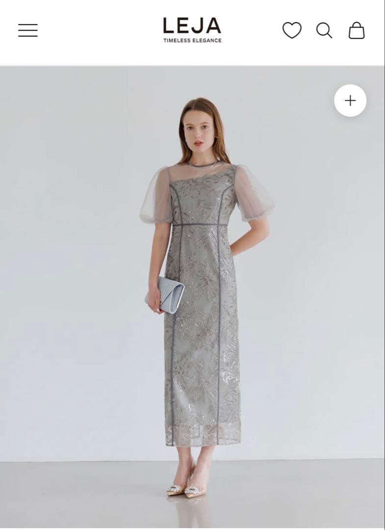 【LEJA】アシンメトリーシアーフラワードレスワンピース美脚効果結婚式 ドレス