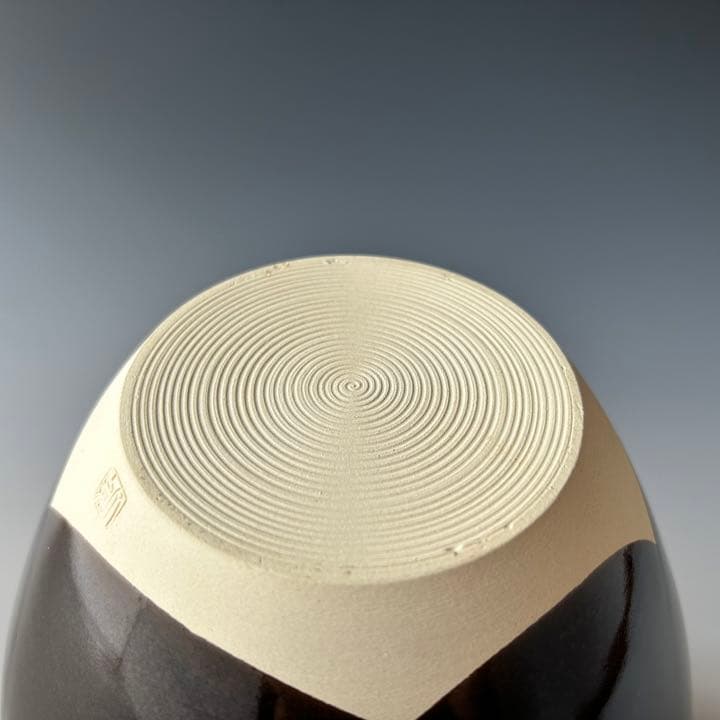 飾壷　かざり壷　天目釉　万代草山　共箱　網　三本組紐　口覆い付き　口切り　稽古