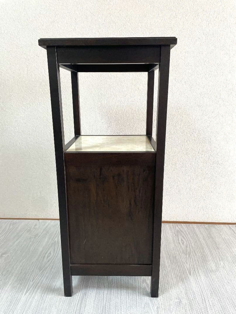 【アンティーク】カリモク 木製 電話台 FAX台 収納棚 昭和レトロ 古家具