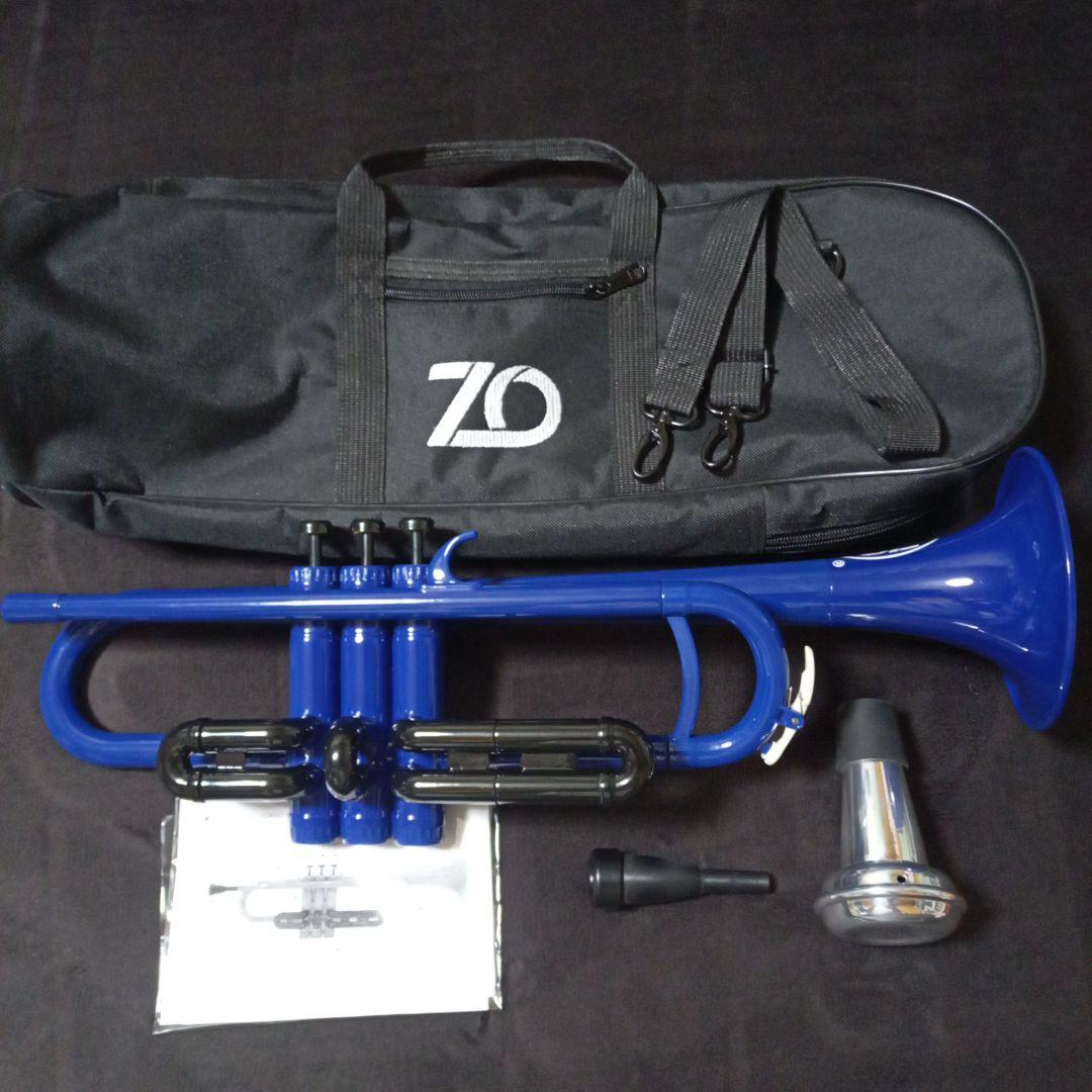 ZO プラスチックトランペット本体 青&黒 ソフトケースマウスピース付