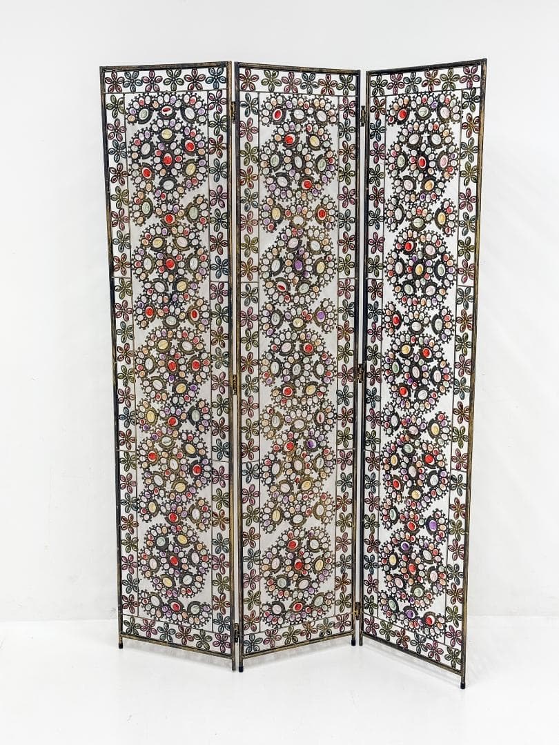 アクリルビーズパーテーション 3連 幅119cm 高さ172cm 折りたたみ可能