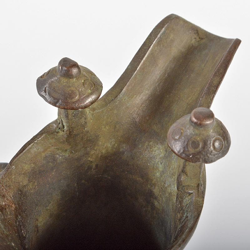 中国　漢銅器　古銅青銅　饕餮文爵 　V　R6333E