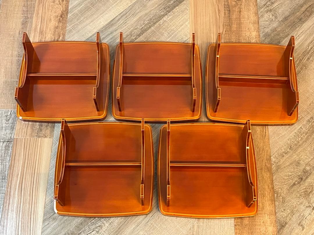 【ほぼ未使用 美品】飛騨 春慶塗 山野草会席膳 5客 共箱 茶懐石