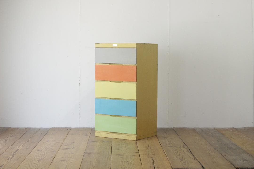 レトロ ベビーチェスト 箪笥 タンス 衣料 収納 引き出し 抽斗 5杯 木製 A