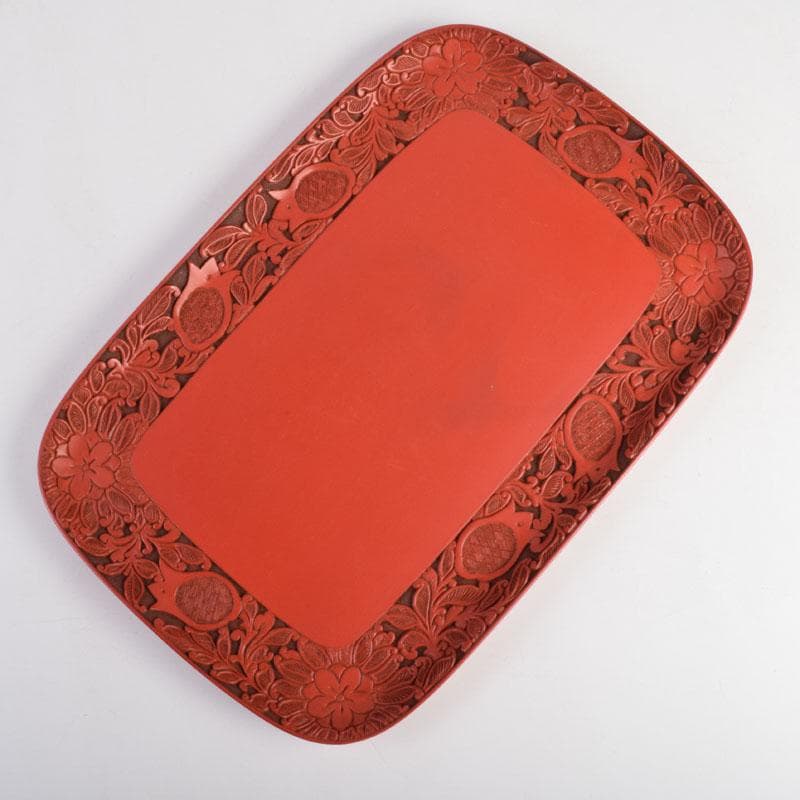 スペード　龍斎作　堆朱　花草文　御菓子器揃　時代二重箱　C　8871A