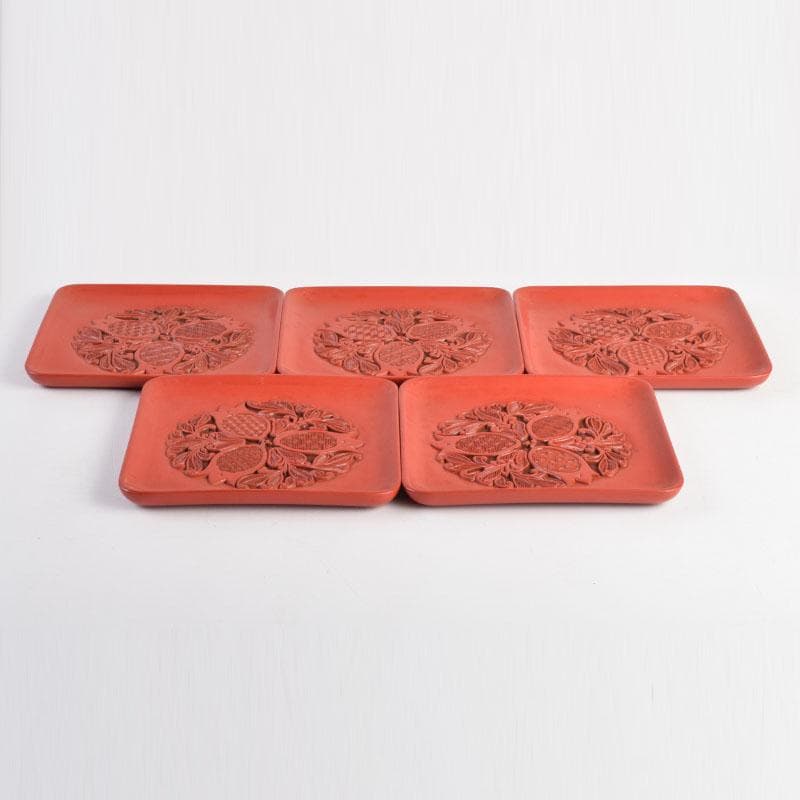 スペード　龍斎作　堆朱　花草文　御菓子器揃　時代二重箱　C　8871A