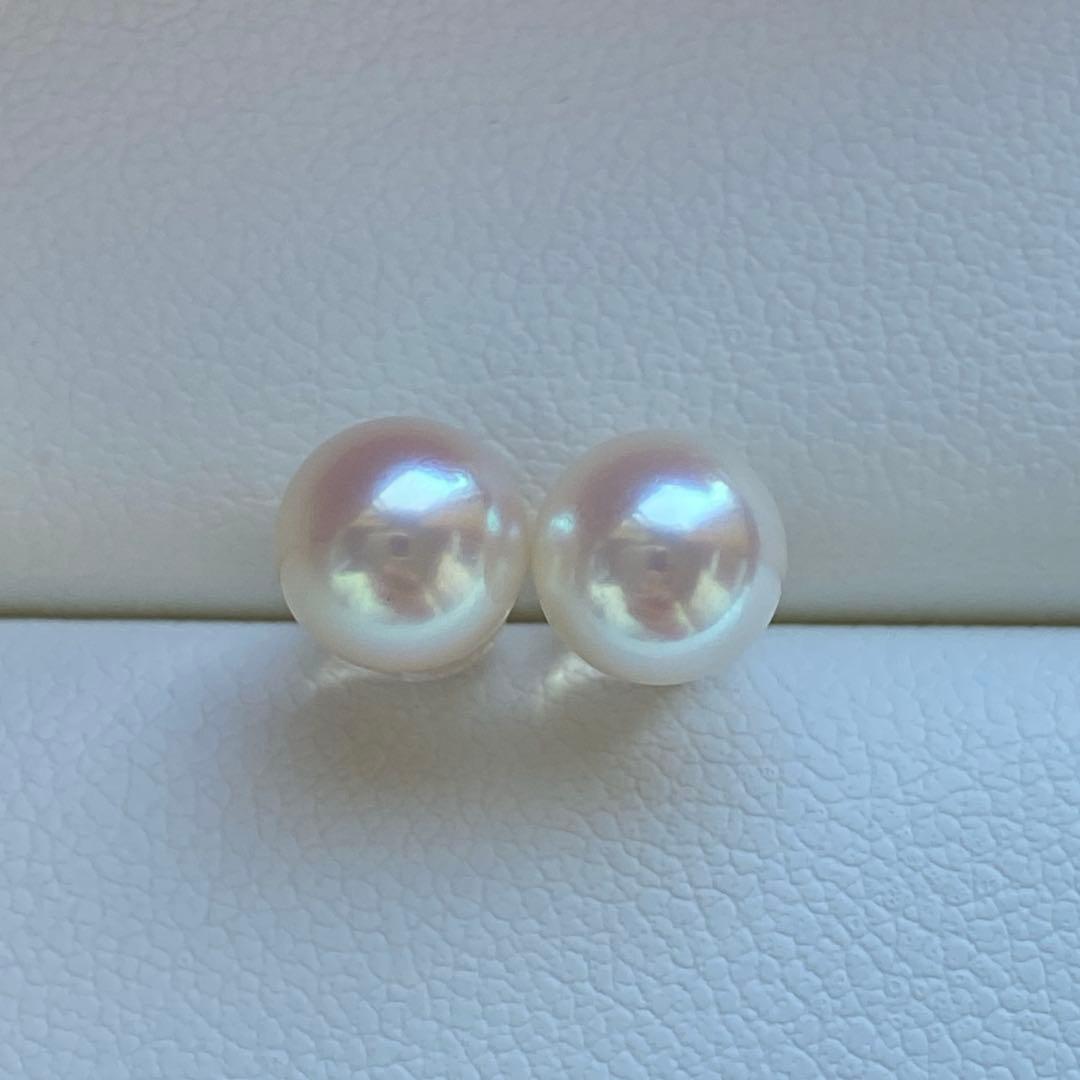 1804 あこや真珠　K18 テリ良い　6.5-7mmパールピアス　Aly手作