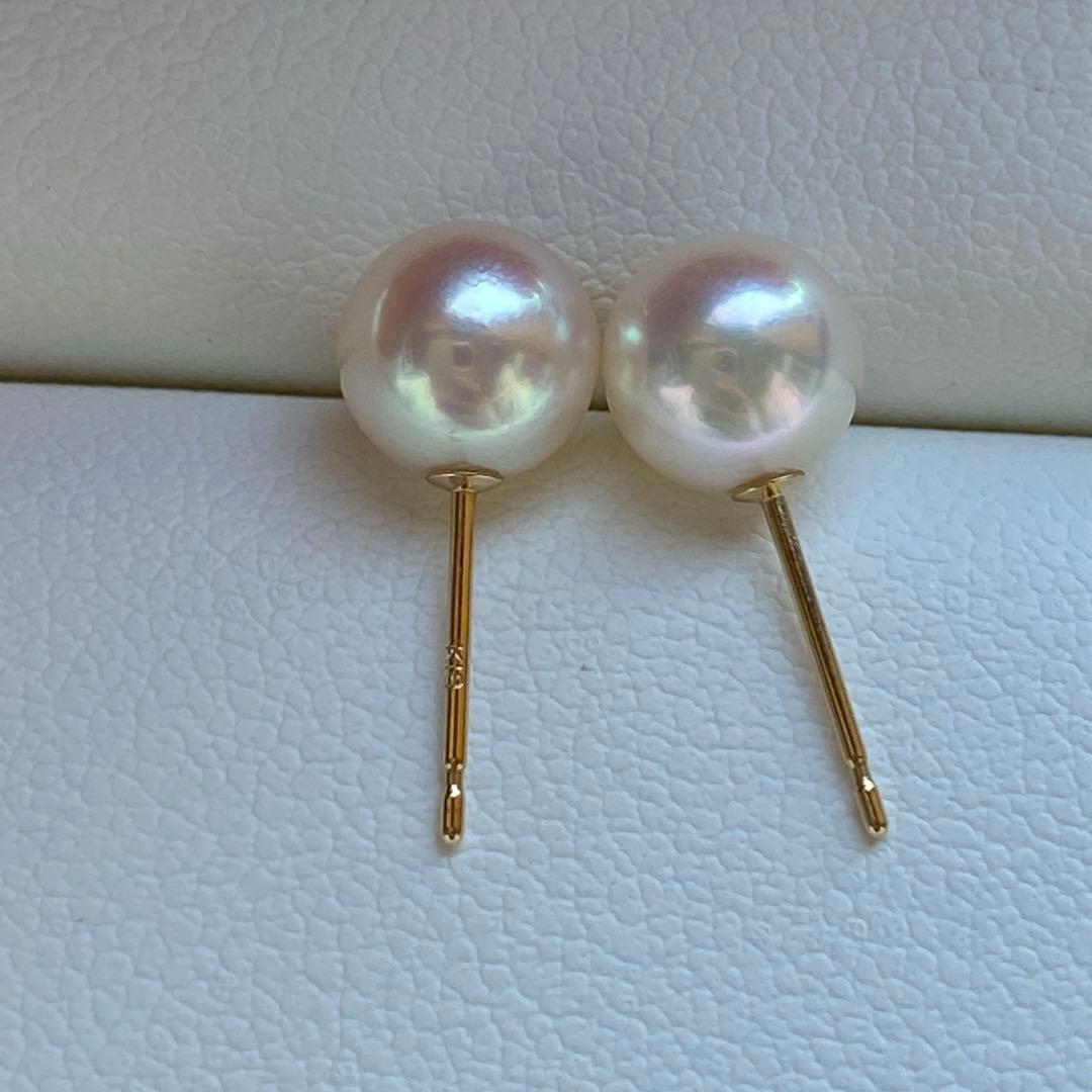 1804 あこや真珠　K18 テリ良い　6.5-7mmパールピアス　Aly手作