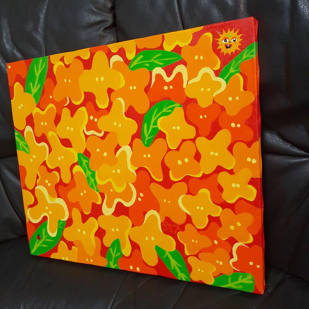 キンモクセイ　拡大バージョン　画家　小楠アキコ作品　F8号サイズ　アクリル絵具