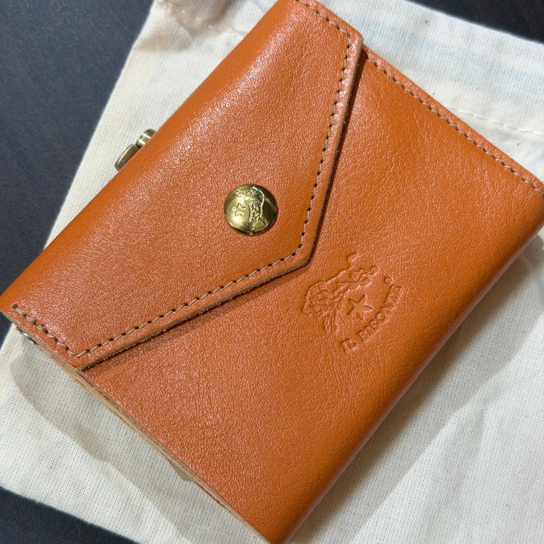 【新品未使用】イルビゾンテ 二つ折り がま口 財布 キャラメル ヤキヌメ