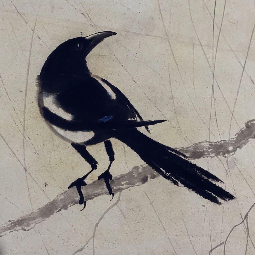 徐悲鴻 四喜図 掛け軸 中堂 四尺 中国美術 絵画 書画 花鳥画 水墨画 宣紙