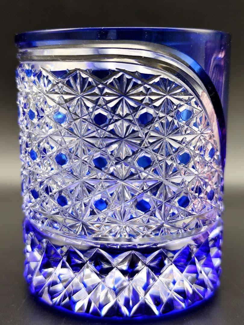 超希少品☆江戸切子 木村泰典 ロックグラス 瑠璃色（切子 江戸切子 薩摩切子）