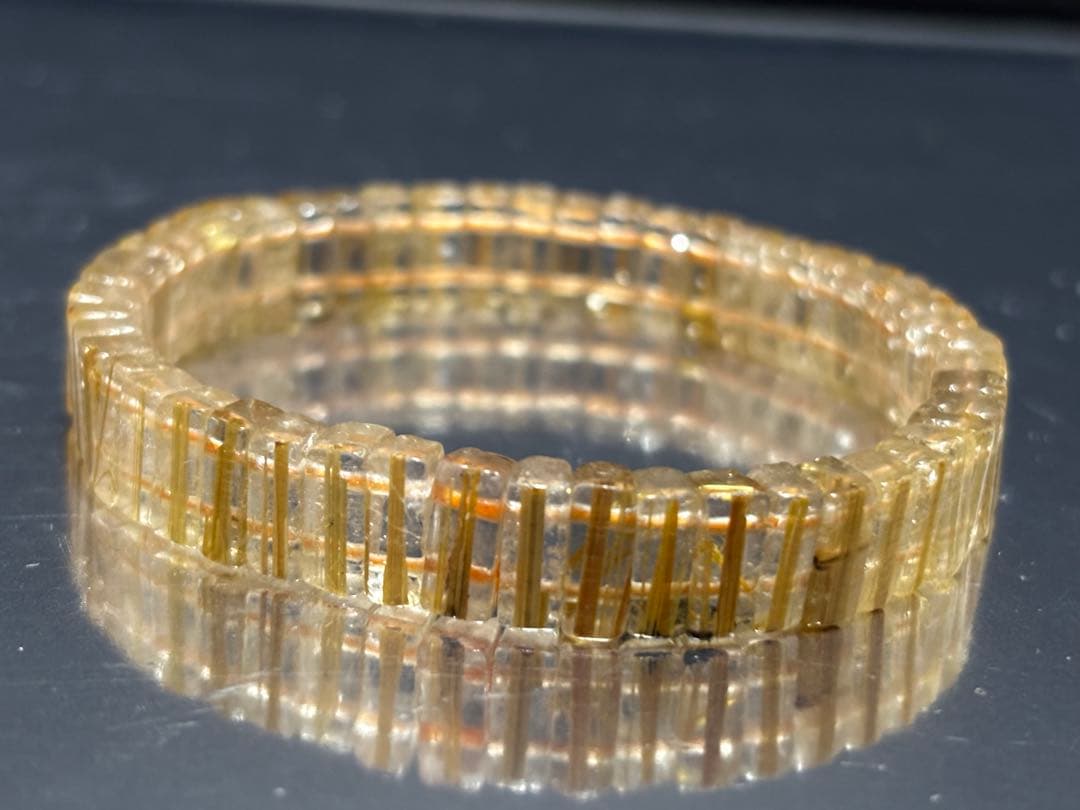 高品質ゴールドタイチンクォーツ☆バングル鑑定書付き