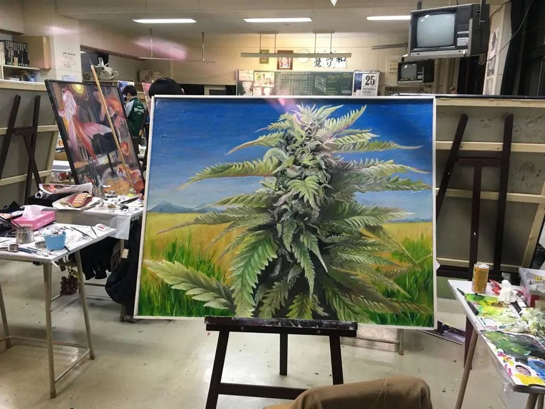 油絵 麻 大麻 マリファナ バッヅ  marijuana 値下げ