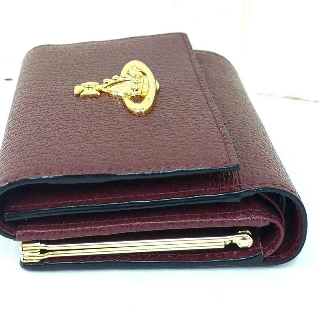 ヴィヴィアンウエストウッド/三つ折り財布/がま口タイプ/ワインレッド系　「美品」