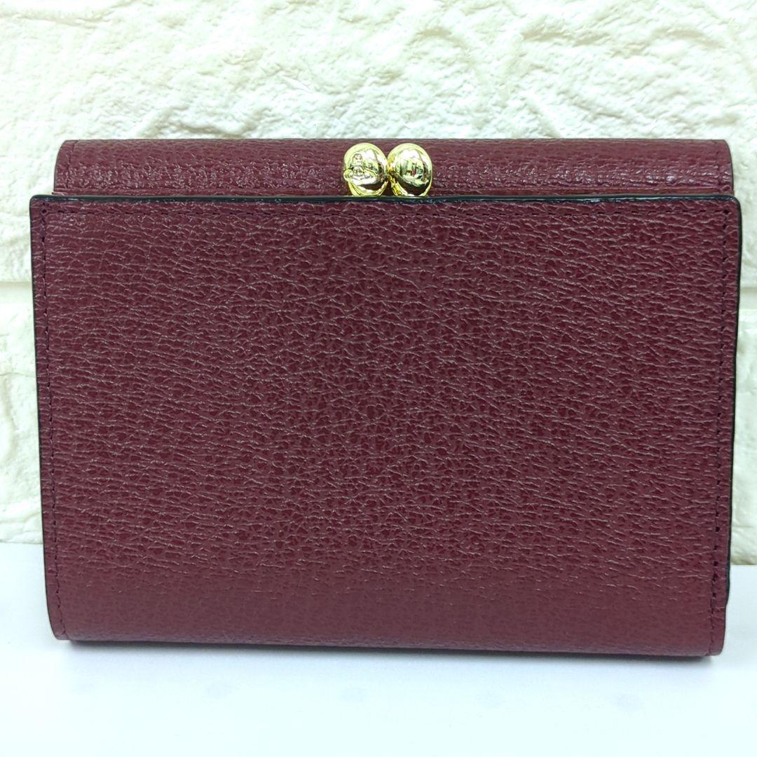ヴィヴィアンウエストウッド/三つ折り財布/がま口タイプ/ワインレッド系　「美品」